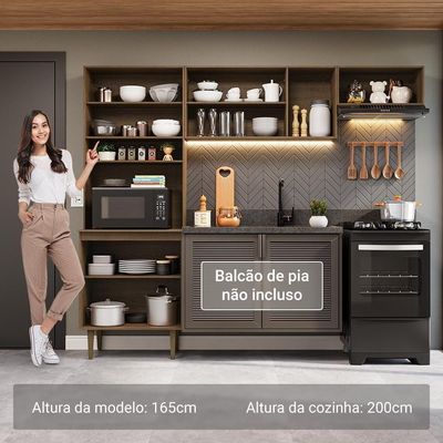 Armário De Cozinha Compacta 235cm Rustic Gourmet Madesa Xa03 Rustic