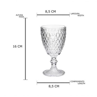 Jogo Taca Vidro Bico Abacaxi Cristal 310ml