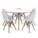 Conjunto De Mesa De Jantar Eames Eiffel Redonda 100cm Tampo De Madeira Branco Com 5 Cadeiras Brancas