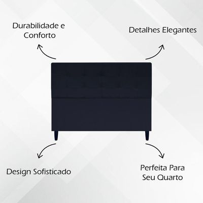 Cabeceira Cama Ivy Para Cama Queen 160 Cm Suede Preto, Suede