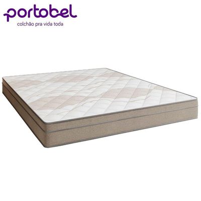 Cama Box Baú Casal Bipartido Sintético + Colchão De Molas Ensacadas Portobel Ipanema 138x188x66cm Cinza
