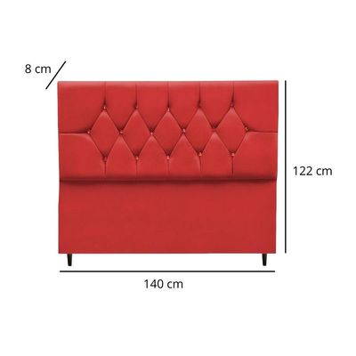 Cabeceira Estofada Cama Box Casal 140 Cm Suede Paris vermelho