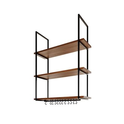 Prateleira Estilo Industrial Suspensa Teto Cozinha Nicho Denver 80cm Preto Freijó