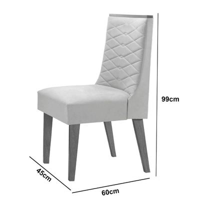 Mesa Olimpia 120 Mdf Com 4 Cadeiras Safira Veludo Creme/naturalle/naturalle