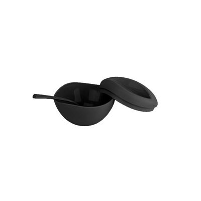 Saleiro e Açucareiro Porta Mantimentos Tampa e Colher Preto 2un