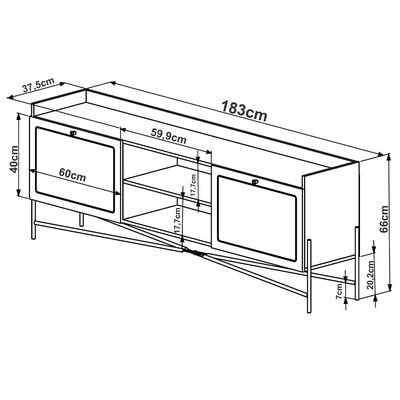 Rack Para Sala de Estar TV 65 Pol 183cm Industrial Indy A03 Nero Dourado - Lyam Decor