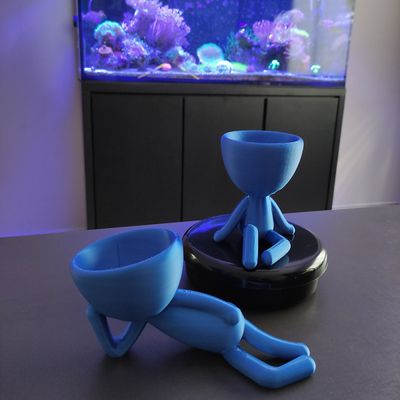 Kit 2 Vasos Preguiçosos Suculentas Robert Plant Decoração Decorativo Azul Metálico