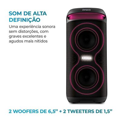 Caixa de Som Party Box Aiwa AWS-PB-08 Preta Bivolt