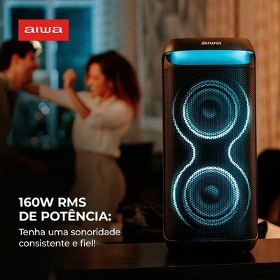 Caixa de Som Party Box Aiwa AWS-PB-08 Preta Bivolt