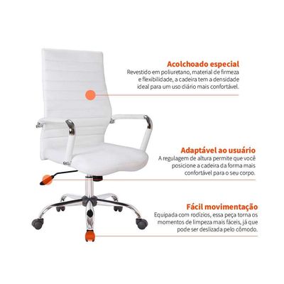 Cadeira de Escritório Diretor Giratória Cleaner Branca