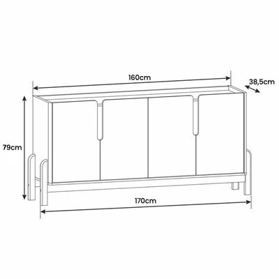 Aparador Buffet Sala Lizz 170cm Com Pés De Madeira Maciça Cedro Cedro