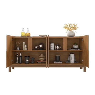 Aparador Buffet Sala Lizz 170cm Com Pés De Madeira Maciça Cedro Cedro