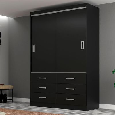 Guarda-Roupa Solteiro Veneza 2 PT 6 GV Preto