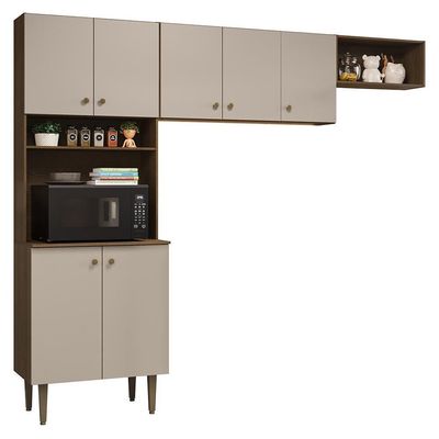 Armário De Cozinha Compacta 235cm Rustic/crema Gourmet Madesa Xc03 Rustic/crema