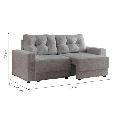 Sofá 3 Lugares Retrátil Lubeck Linho Cinza