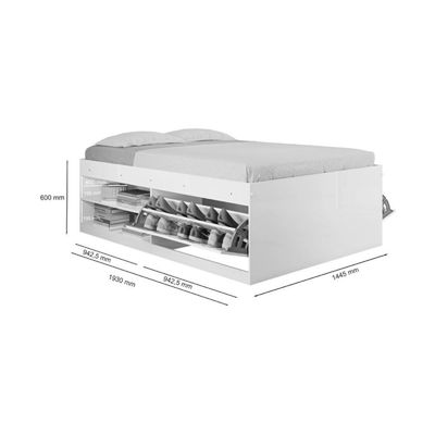 Cama Box Casal Com Sapateira Prateleiras Penélope Naturalle