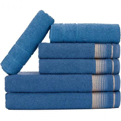 Jogo De Toalhas Luxury Soft Beka 360 G-m² 2 Banho + 2 Rosto + 2 Piso Luxo Azul