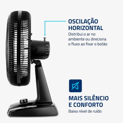 Ventilador de Mesa 40cm Turbo Mondial Preto/Prata 140W NVT-40-8P-B 127V