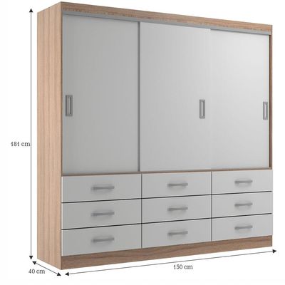 Guarda-Roupa Casal Isabela 3 PT 9 GV Off White