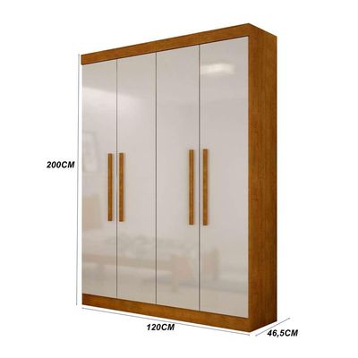 Guarda-Roupa Solteiro Malibu 4 PT Imbuia e Off White