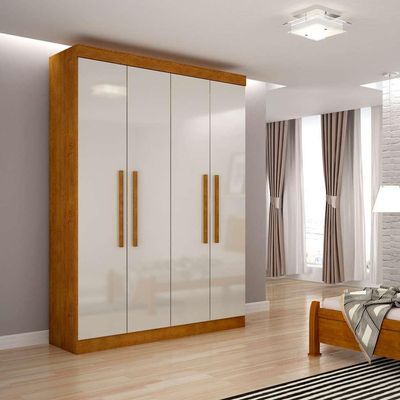 Guarda-Roupa Solteiro Malibu 4 PT Imbuia e Off White