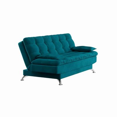 Sofá-Cama Casal 3 Lugares Excelencia Suede Azul Turquesa