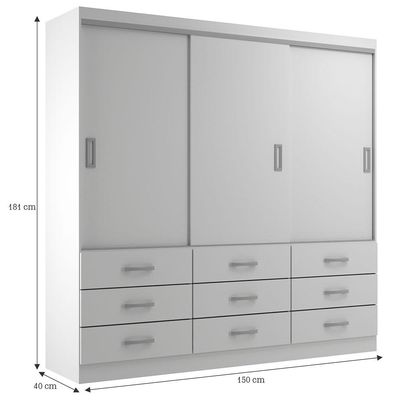 Guarda-Roupa Casal Isabela 3 PT 9 GV Branco