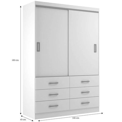 Guarda-Roupa Solteiro Veneza 2 PT 6 GV Branco