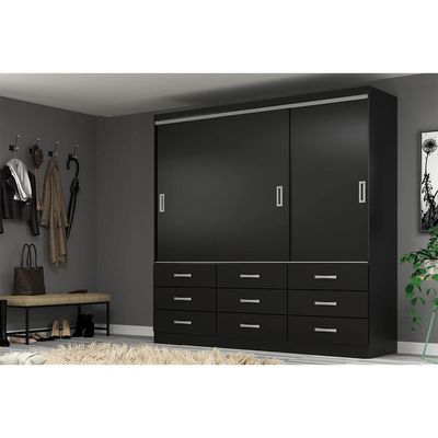 Guarda-Roupa Casal Isabela 3 PT 9 GV Preto