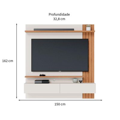 Painel de TV até 65 Polegadas Juriti Off White e Freijó