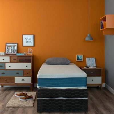 Colchão Solteiro Mola Ensacada Guldi Macio (25x88x188) Azul e Branco
