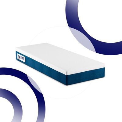 Colchão Solteiro King Mola Ensacada Guldi Firme (25x96x203) Azul e Branco