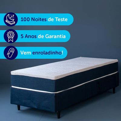 Colchão Solteiro King Mola Ensacada Guldi Firme (25x96x203) Azul e Branco