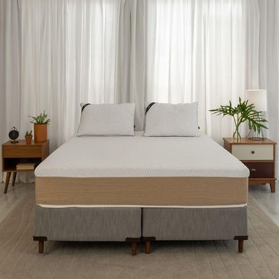 Colchão Casal Guldi Comfort com Massageador Quântico Molas Ensacadas (30x138x188) Branco e Bege