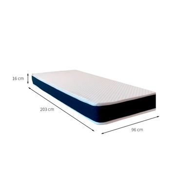 Colchão Solteiro King Guldi Duplo Plus D28 (16x96x203) Branco e Azul