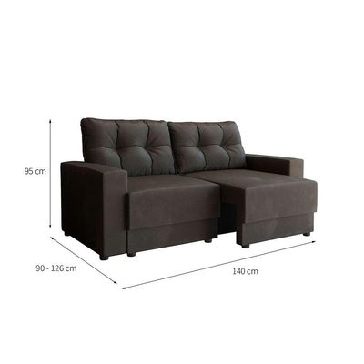 Sofá 2 Lugares Retrátil Lubeck Suede Grafite 140 cm