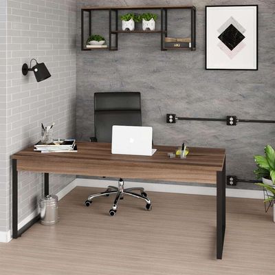 Mesa de Escritório Kuandra Nogal e Preta