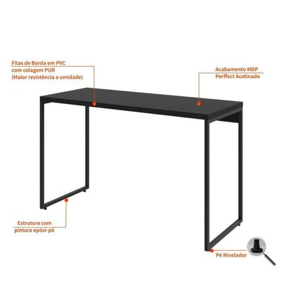 Mesa de Escritório Studio Preta 120 cm