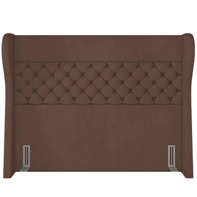 Kit Cabeceira Cama Box Casal 160 cm Madrid com Puff Recamier Santorini Veludo Marrom - Lyam Decor