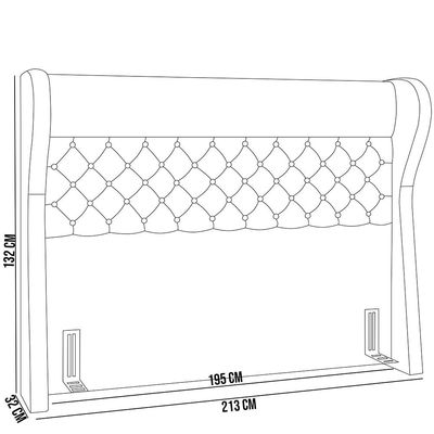 Kit Cabeceira Cama Box Casal 195 cm Madrid com Puff Recamier Santorini Bouclê Oliva - Lyam Decor