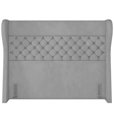 Kit Cabeceira Cama Box Casal 160 cm Madrid com Puff Recamier Santorini Veludo Cinza - Lyam Decor