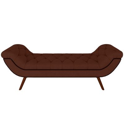 Kit Cabeceira Cama Box Casal 195 cm Madrid com Puff Recamier Santorini Veludo Marrom - Lyam Decor