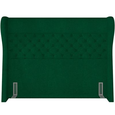 Kit Cabeceira Cama Box Casal 195 cm Madrid com Puff Recamier Santorini Bouclê Verde - Lyam Decor