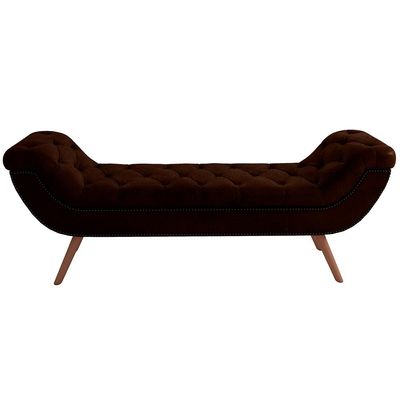 Kit Cabeceira Cama Box Casal 160 cm Madrid com Puff Recamier Santorini Couríssimo Marrom - Lyam Decor