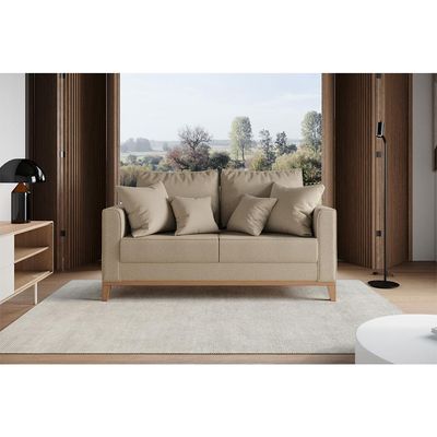 Sofá 2 Lugares Beny Base de Madeira Linho Cotton Bege