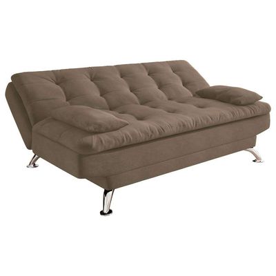 Sofá-Cama 3 Lugares Casal Premium Suede Marrom