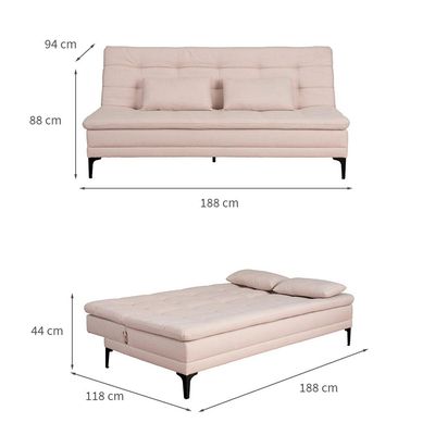 Sofá-Cama Casal 3 Lugares Prince Linho Bege