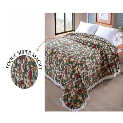 Colcha Chenille Canelada Rafaella 220x240cm Verde Jolitex