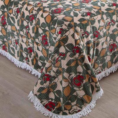 Colcha Chenille Canelada Rafaella 220x240cm Verde Jolitex