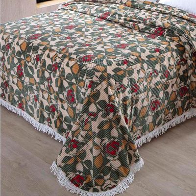 Colcha Chenille Canelada Rafaella 220x240cm Verde Jolitex